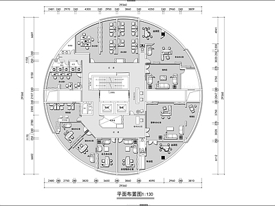 现代整体办公空间 江西金融中心 CBD 圆形办公楼 施工图