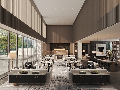 新中式现代售楼处 售楼处 洽谈区 水吧区