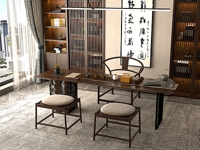 中式新中式茶桌椅 新中式 桌椅 茶桌椅 茶几 茶具