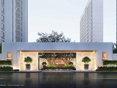 现代售楼处建筑 现代住宅入口大门 美学示范区景观 售楼处 社区入口 万科朗拾森屿