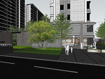 现代小区景观 展示区入口大门 连廊 户外健身区 架空层 会客室