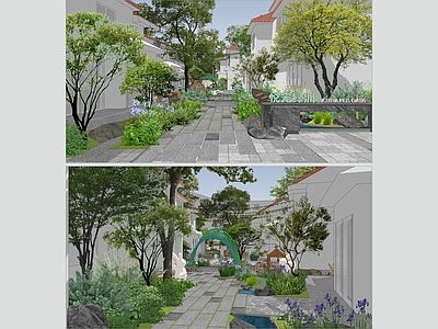 现代口袋公园 宠物街区 杂木风 植物造景 2D植物 花园景观