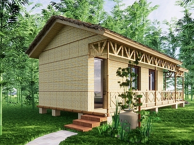 原木现代其他景观小建筑 竹屋