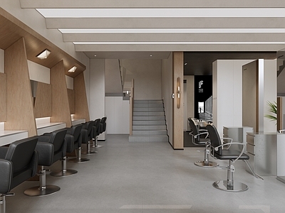 现代工业理发店 现代工业风理发店 极简美学金属 理发椅 洗头床