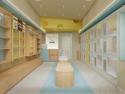 现代奶油宠物店 现代奶油多巴胺 萌宠宠物店极简 色彩奶酪宠物笼 奶油风原木宠物店 宠物笼挂件