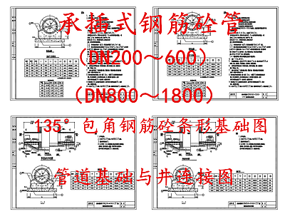 给排水节点详图 包角钢筋砼管基础 包角条形管道基础 施工图