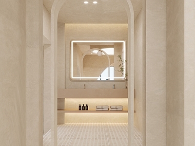 现代奶油酒店卫生间 民宿卫生间