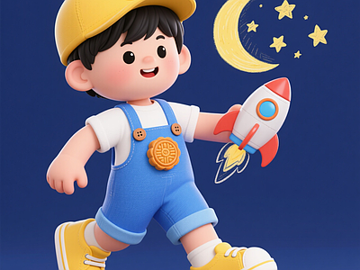 现代雕塑 可爱月饼小孩雕塑 中秋商业美陈 中秋主题艺术装置 景观雕塑小品 手办装饰品