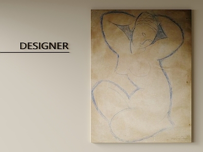 现代中古挂画 油画 画框