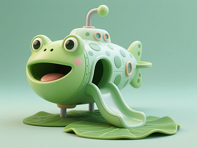 现代儿童游乐空间 青蛙荷叶潜水艇 水文化淘气堡 艺术装置 海洋文化雕塑小品 商业美陈