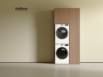 现代奶油洗衣机柜 洗衣机 阳台柜