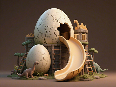 现代儿童游乐空间 恐龙蛋儿童活动区 恐龙主题乐园 恐龙蛋艺术装置 景观互动雕塑小品 滑滑梯