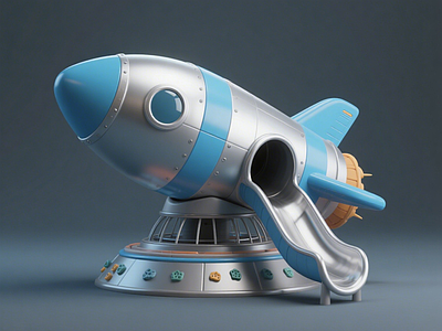 现代儿童游乐空间 火箭淘气堡 航空艺术装置 航空滑滑梯 景观互动雕塑小品 商业美陈