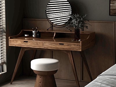 中古复古妆台妆凳 中古风 梳妆台 梳妆凳