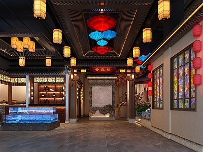 中式中餐厅 中式餐厅前厅 中式餐厅玄关