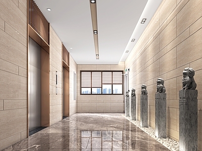 现代其他公共空间 电梯厅效果图