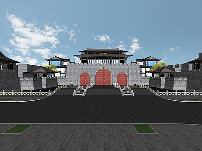 中式复古古建筑 新中式园林会所 中式酒店园林别墅 中式别墅住宅大区