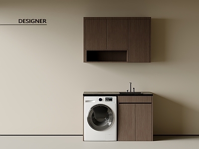 现代意式洗衣机柜 阳台柜 洗手池