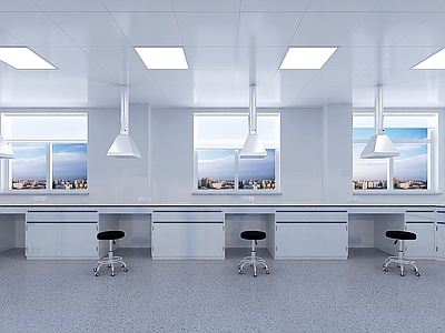 现代实验室 原子吸收罩 全钢边柜 角柜 铝扣板吊顶 实验室滑轮椅