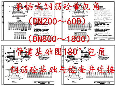 给排水节点详图 管道基础包角加固 施工图