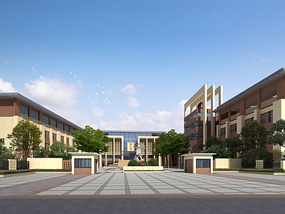 现代街道外景 学校