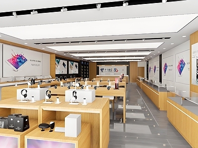 现代数码店 数码店手机店 华为OPPO产品 木质展柜