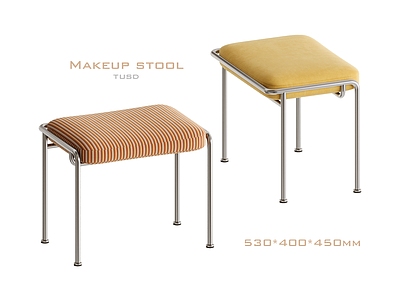 奶油法式妆台妆凳 奶油风化妆凳 不锈钢换鞋凳 方形手提包凳 复古梳妆凳 包豪斯矮凳
