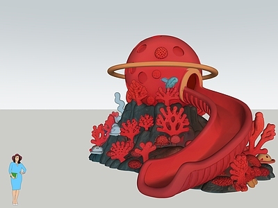 现代儿童游乐空间 珊瑚星球滑滑梯 艺术装置 水文化商业美陈 景观互动雕塑小品 淘气堡