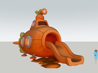 儿童滑梯 胡萝卜潜水艇滑梯 淘气堡 艺术装置 景观互动雕塑小品 商业美陈