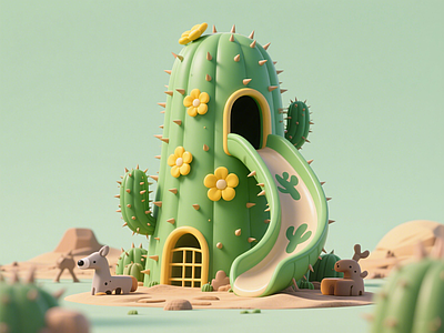 儿童滑梯 仙人掌滑梯 植物淘气堡 艺术装置 景观互动雕塑小品 儿童活动区