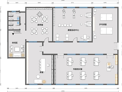 现代养老院 养老活动中心平面 施工图