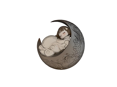 现代极简艺术装置 商场艺术装置 中式店互动装置 网红国潮中式玩偶 陶瓷瓷器艺术装置 月亮艺术装置
