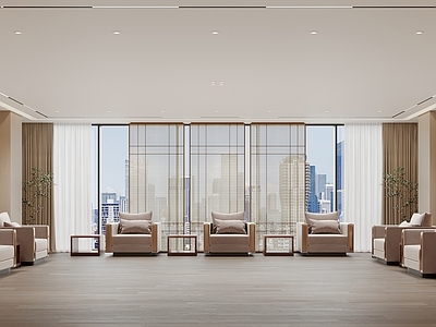 现代新中式其他公共空间 接待室 现代接待室 会议室