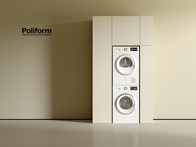 现代奶油洗衣机柜 洗衣机