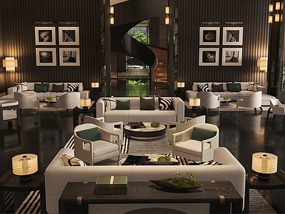 新中式现代售楼处 售楼处 售楼处清吧 售楼处洽谈区