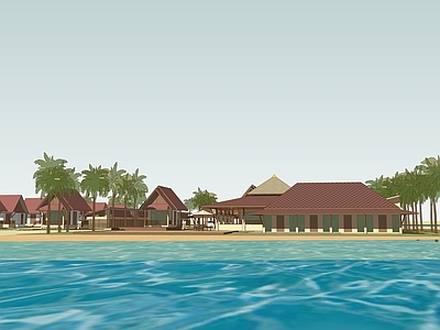 现代简约其他商业建筑 海滨度假村 南洋风格海滨民宿