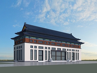 新中式现代图书馆 公共建筑 图书馆