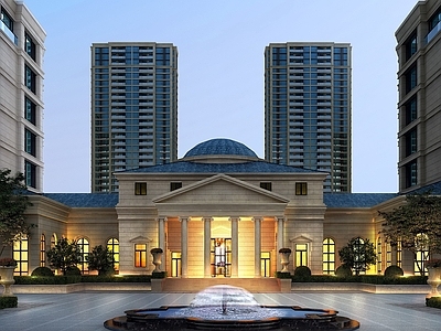 法式小区建筑 小区门厅 小区出入口