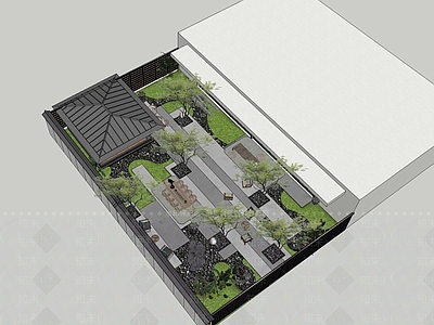 新中式轻奢别墅庭院 现代酒店 现代庭院 新中式示范区 商业会所景观