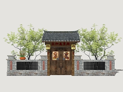 现代庭院门 庭院木门 乡村院门 民俗庭院门 入户门 民宿大门