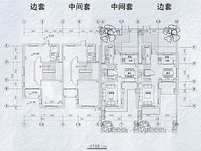 现代别墅建筑 三层别墅 联排别墅 施工图