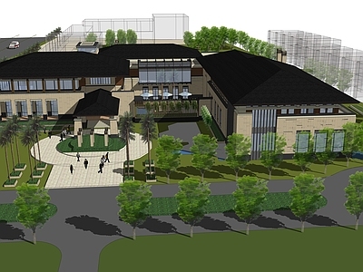现代新中式其他商业建筑 坡屋顶现代中式 会所 餐馆
