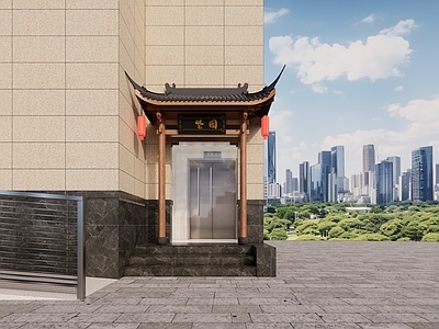 中式新中式门头 中式挑檐门头 酒店门头 古建门头