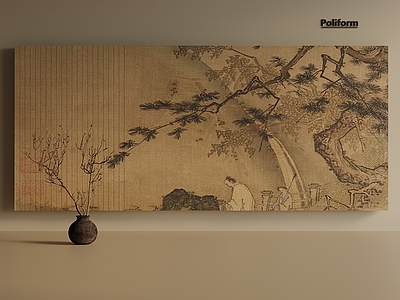 新中式中式背景墙 壁画背景墙 艺术墙