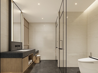 现代新中式酒店卫生间 酒店 卫生间