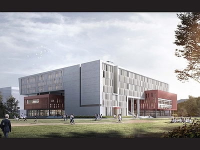 现代学校建筑 图书馆 教学楼学校 实验楼 实训楼