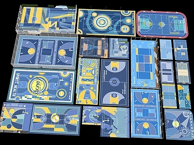 现代篮球场 户外创意篮球场 小区景观羽毛球场 体育运动公园景观 多功能复合型球场 消防登高扑救面