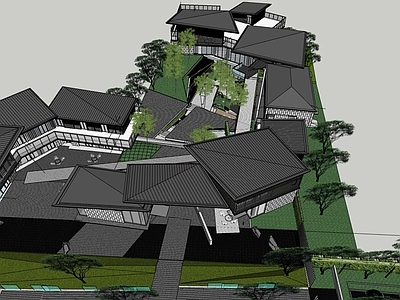 现代新中式售楼处建筑 售楼处