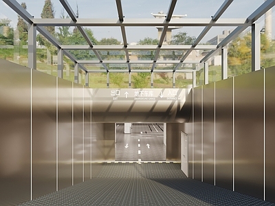 现代工业室内停车场 地下室停车场 停车场入口 地下室 停车场