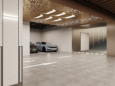 现代工业室内停车场 室内停车场 地下室停车场